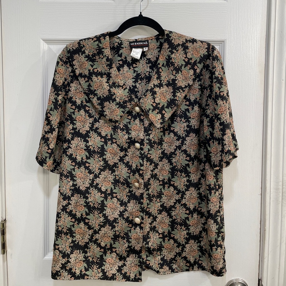 Notations Floral V-Neck Blouse - image 1